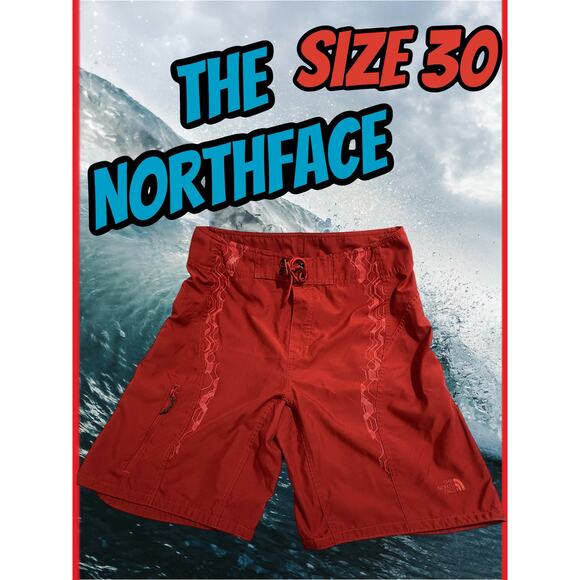 The North Face Shorts Size 30 Red Drawstring Pocket Outdoor Hiking Activewear - Picture 1 of 10